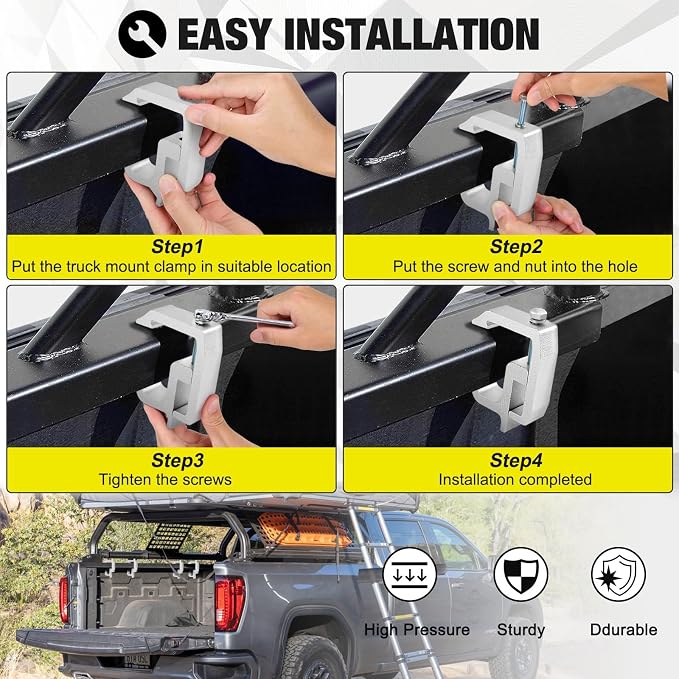 moveland Upgraded 8 PCS Truck Topper Clamps - Heavy Duty Camper Shell Clamps for Chevy Silverado Sierra/Dodge Dakota Ram 1500 2500 3500, F150 F250, Titan, Tundra