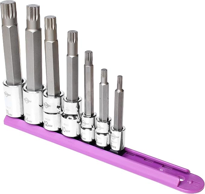 Mayhew Tools 16037 Triple Square Insert Socket Bit Set, Chrome, 7-Piece Medium-Length