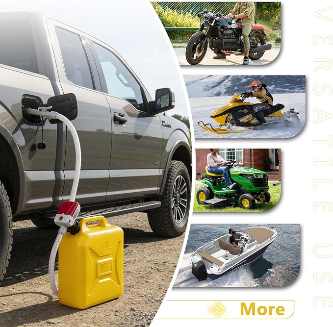 Automatic Fuel Transfer Pump with Auto-Stop, 3.8 Gallon per Min, 51'' Extra Long Hose,Battery or USB Powered, 4 Can Adapters, Fast and Safe Portable Gas Can Pump for Oil, Diesel,Gasoline.