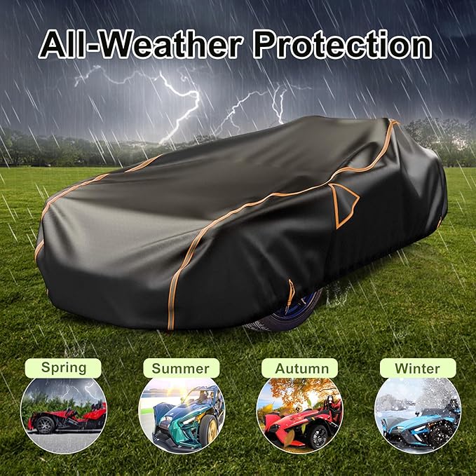 Full Cover for Polaris Slingshot Heavy Duty Premium Oxford Cover Windshield Cover Waterproof Windproof All Weather Protection Covers for Slingshot S SL SLR R Signature LE(420D Oxford)