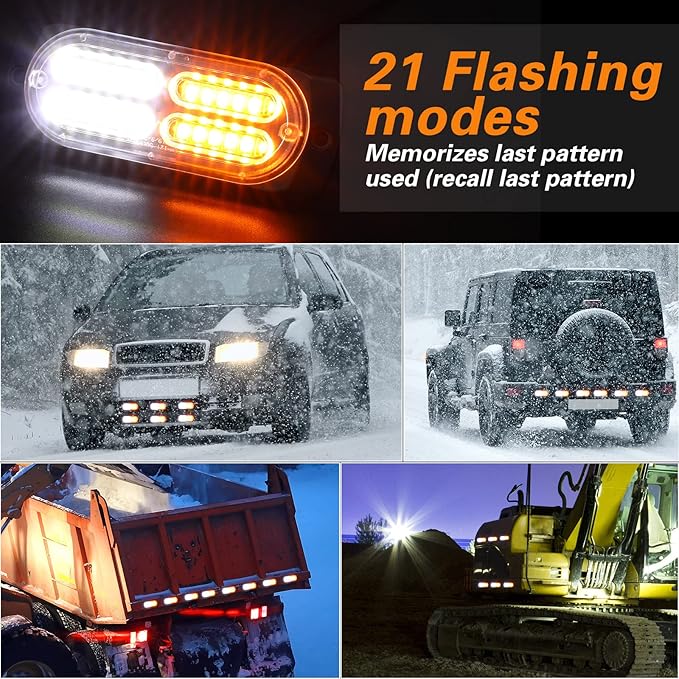 12 Pcs Emergency Lights for Vehicles Truck Flush Mount LED Emergency Lights with Control Box Wiring Hazard Warning Amber Strobe Lamp for Vehicle Truck Car Roadside