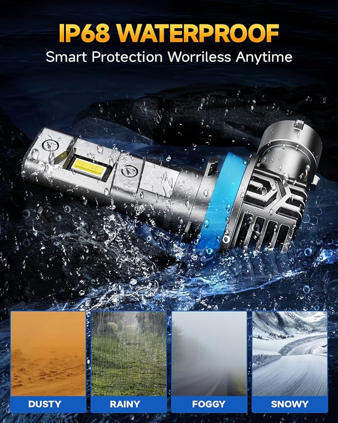 Ursprung H11 9005 Led Bulb Combo, πππ,πππππ Upgraded 5th-Gen 16 CSP for Superior Brightness, 6500K Cool White, H8/H9/HB3 Bulbs, 90,000 Hours Lifespan, IP68 Waterproof, Pack of 4
