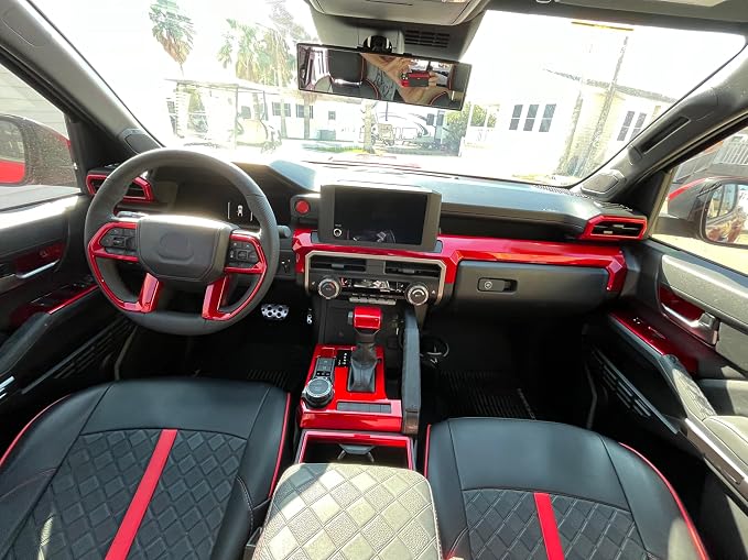 Dashboard Cover for Toyota 4Runner 2025 2026 Interior Accessories 8inch&14inch Display Center Consoles ABS Frame Trim (Dark Red, Dashboard Cover for 4Runner)
