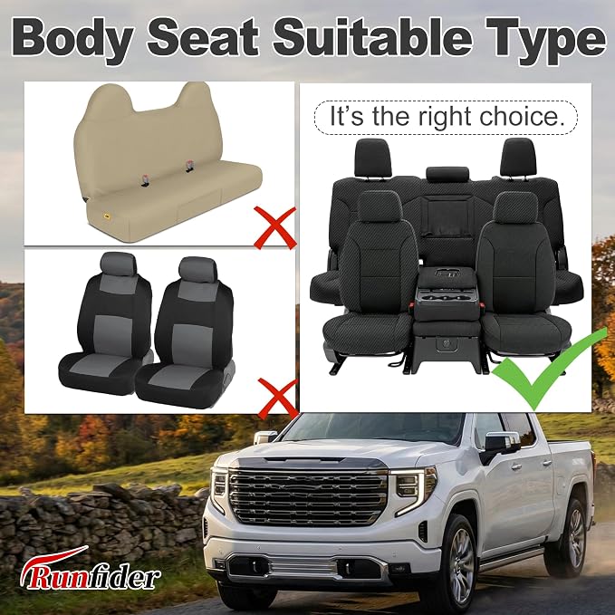 Seat Covers for Chevy Silverado & GMC Sierra 1500 Crew Cab 2019-2026 Heavy Duty Cloth Protector Interior Accessories,Waterproof & Machine Washable-Black (Front & Rear)