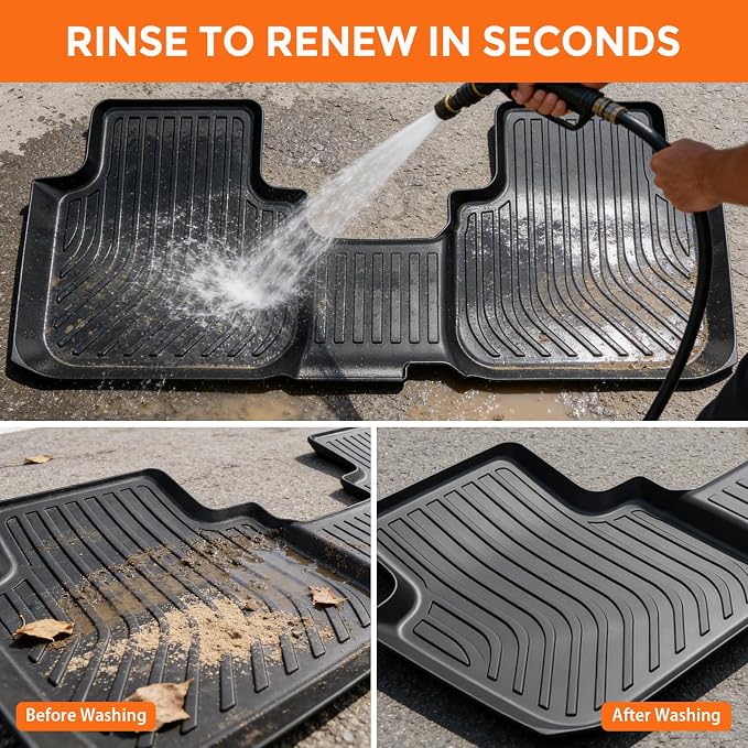 Floor Mats for Volkswagen VW Atlas Cross Sport 5 Passenger 2020-2025, Custom Fit Heavy Duty TPE All Weather Protection, Waterproof Non-Slip Black (Two-Row Floor Mats & Cargo Liner)