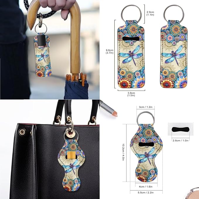 Boho Mandala and Dragonfly Pattern Car Accessories Car Seat Covers Full Set with Steering Wheel Covers+Seat Belt Pads+Coasters+Keychain+Lipstick Holder Universal Fit(13 Pack)