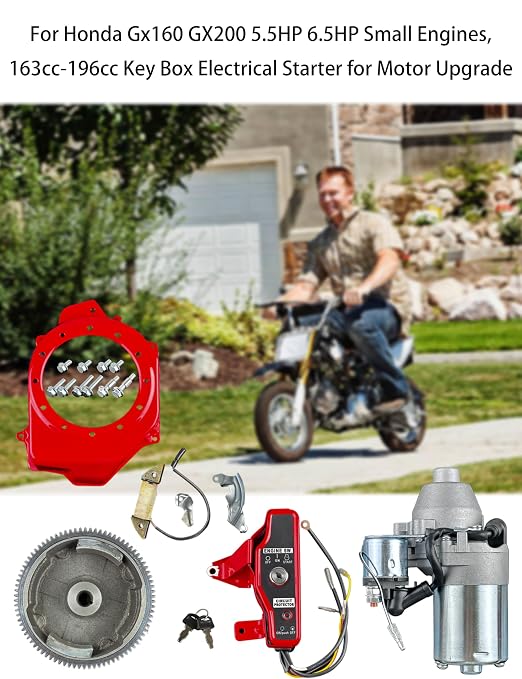 YAMAKATO Electric Start Kit for Honda Gx160 GX200 5.5HP 6.5HP Small Engines, 163cc-196cc Key Box Electrical Starter for Motor Upgrade