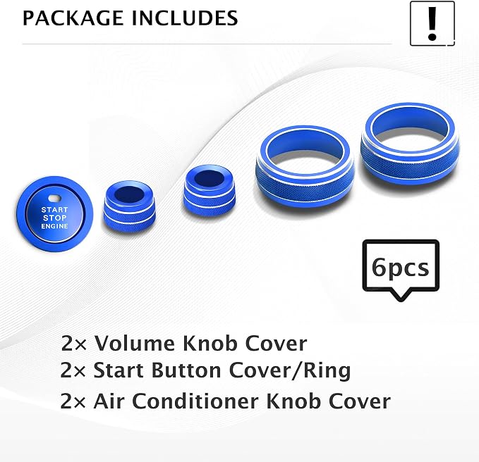 for Toyota RAV4 2019 2020 2021 2022 2023 2024 2025 Accessories, 6PCS Aluminum Alloy Knob Cover Trim Kit - Push Start, AC & Volume Dial (Blue)