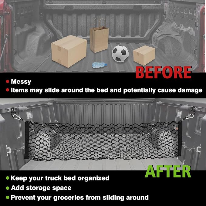 Muslogy Lower Center Console Organizer & Truck Bed Cargo Net Compatible with Toyota Tundra 2022-2024 Accessories SR SR5 Limited TRD PRO