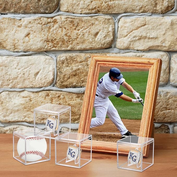 9 Pack Championship Ring Display Case Clear Acrylic Ring Case Display Box for Sports Baseball Basketball Softball Golf Single Ring Holder Stand, 2.16 Inch