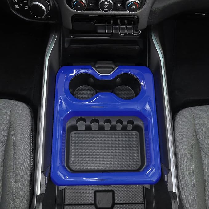 RT-TCZ for RAM Center Console Cup Holder Panel Trim Cover Blue for Dodge RAM 2018 up Blue Interior Accessories