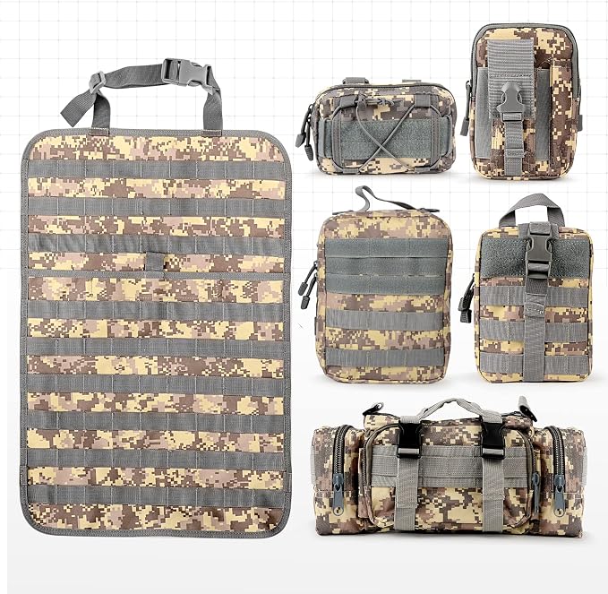 MAIKER Tactical Car Seat Back Organizer, Upgrade Tactical Vehicle Panel Organizer with 5 Detachable Molle Pouch, Universal fits for Most of Vehicle