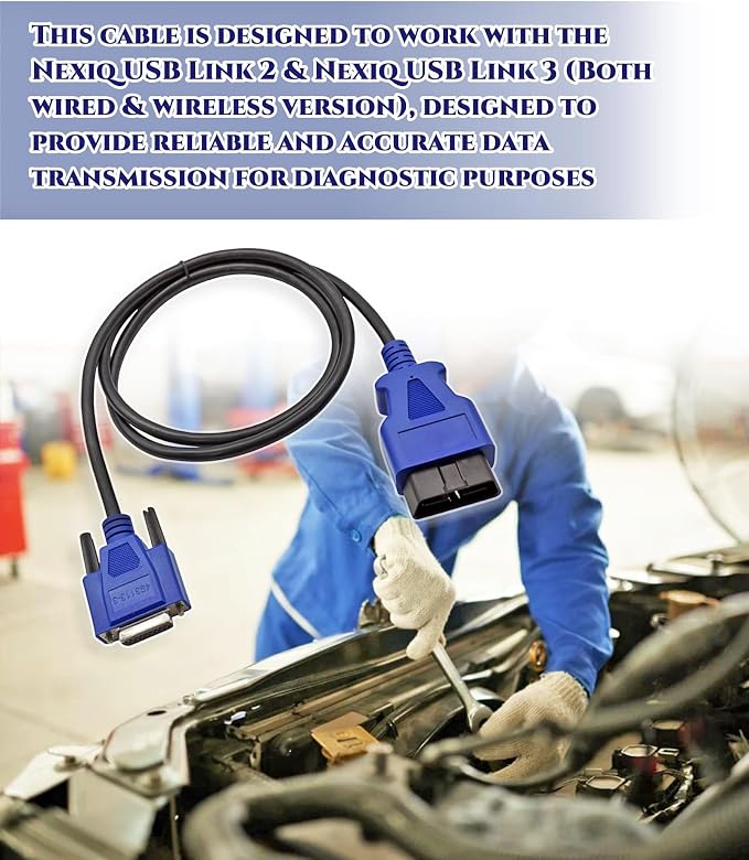 16 Pin OBD2 Cable Adapter Fits for Nexiq USB Link 2 & Nexiq USB Link 3 Fits for J1962 Vehicles Ford GM Dodge Mack Isuzu Hino ETC.