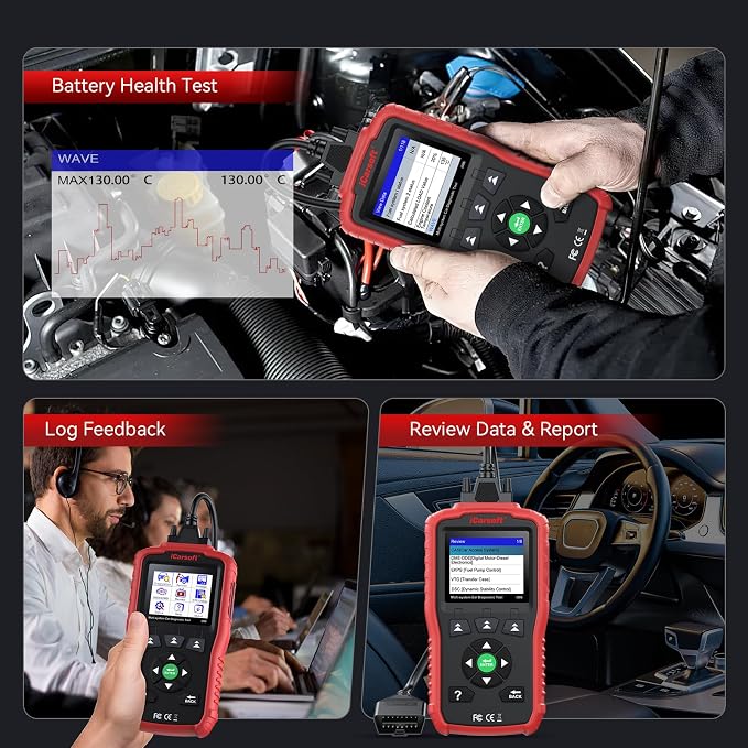 Multi-system OBDII Scanner for Volvo/Saab, iCarsoft i906 Full System Car Diagnostic Tool, Automotive Code Reader with Oil/SAS Reset, Battery Test, Live Graph Data, Full OBD Maintenance