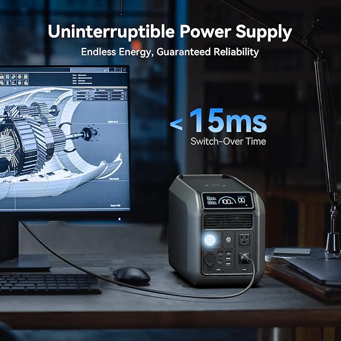 Dabbsson 1008Wh Solar Generator, Semi-Solid LiFePO4, 1200W AC Output/100W USB-C, 1600W Power Boost, 1.3X Longer Runtime, 0-80% in 50 Min, 1000L Portable Power Station for Home Backup/Camping/RV