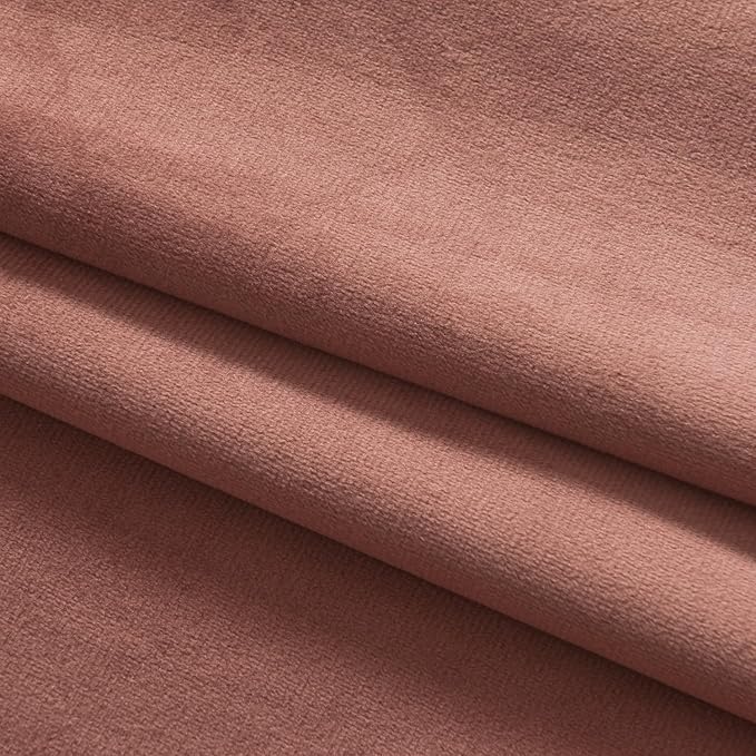 Roslynwood Luxury Soft Brick Dust Velvet Curtains 90 inches Long Back Tab Thermal Insulated Blackout Window Drapes for Living Room/Bedroom/Dining Room, W52 x L90, 2 Panels