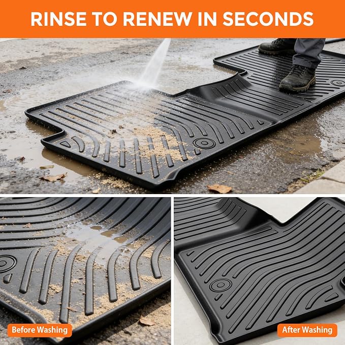 Floor Mats for Kia Sorento Hybrid 6 & 7 Passenger 2021-2026 (Only for HEV & PHEV, Not for Fuel), Heavy Duty TPE All Weather Protection Waterproof Non-Slip (Floor Mats & Cargo Liner & Seatback Mat)