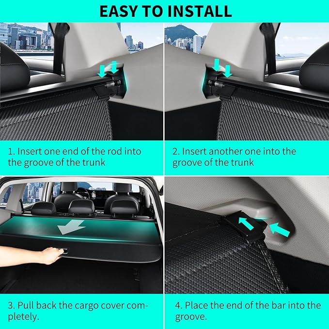 Tecoom Cargo Cover fit for Subaru Crosstrek Impreza Accessories 2024, Retractable Rear Trunk Cover Luggage Security Shade, Anti-Peeping Privacy Screen Protector, Carbon Fiber Texture