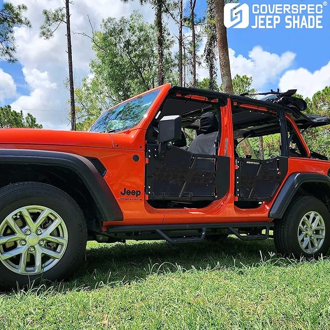 JL Top Sun Shade Roof Compatible with Jeep Wrangler 2 or 4 Door 2018 to 2023 Sunshade Sunroof Blocks UV Wind Noise Black Mesh for Front and Rear 2 pcs