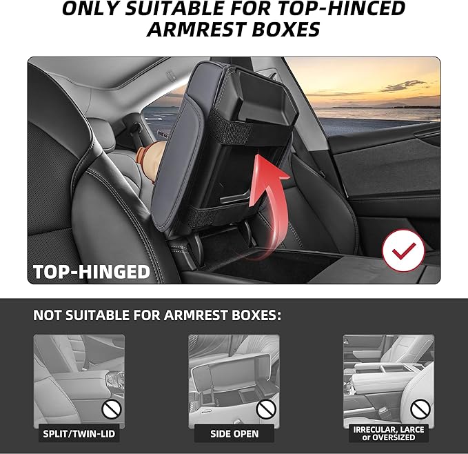 5 in 1 Nappa Leather Console Armrest Cover, Gray | Built-in cup holder, tissue slot, phone holder & 2 storage pockets, practical car accessories fit SUV sedan truck