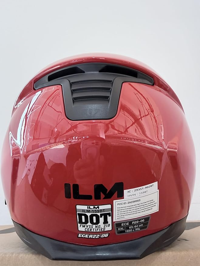 ILM Bluetooth Motorcycle Modular Helmet 2-3 Riders Intercom Flip up Full Face Helmet with Dual Visor DOT Model 159BT (Red, 2XL)