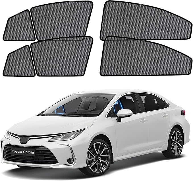 ZATOOTO Car Window Shades for Toyota Corolla 2019-2024, Side Window Cover Sunshade for Corolla Front Window Split Design Car Window Screen for Camping UV Sun Blocker Privacy Ventilation Bug-Free