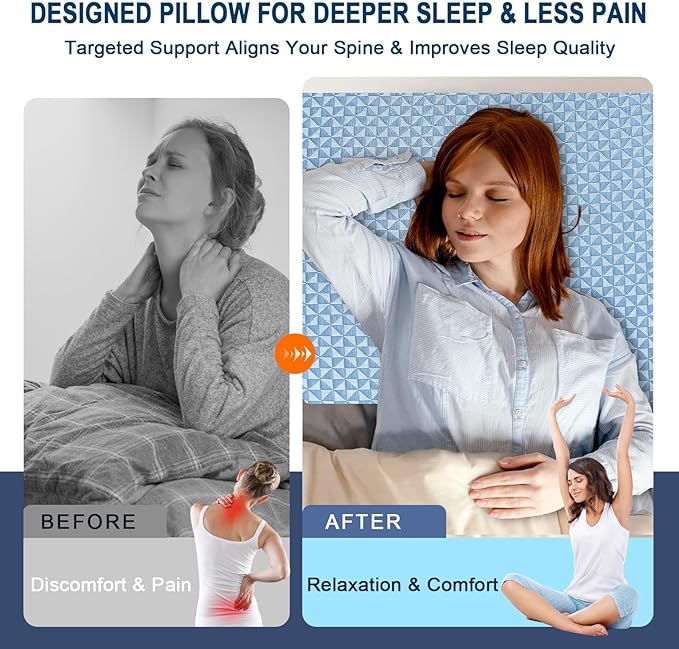 Wedge Pillow 7.5" Bed Wedge After Surgery, Back Pain Relief, Memory Foam Pillow Triangle Incline Wedge for Back Support, Leg Elevation(Blue)