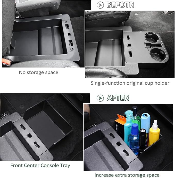 JDMCAR Front Center Seat Headrest Organizer and Underseat Storage Organizer Compatible with 2015-2026 Ford F150 F250 F350 F450 F550 F650 Accessories