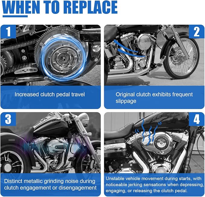 19pcs Twin Cam Extra Plate Friction Steel Clutch Kit Compatible with Harley Davidson Touring, Softail, Dyna, Trike twin cam models 99-17,Evolution 1340 models 98-99 Replace#37980-10