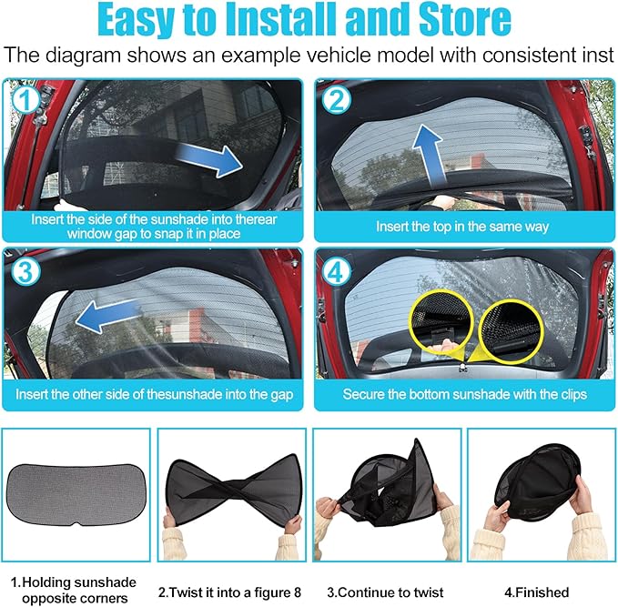 ZATOOTO Rear Window Sun Shade for Toyota 4Runner 2017-2024, Visible Back Windshield Shades for Safety Driving UV Rays Protection Reduce Heat Mesh Window Shade for Baby in Car