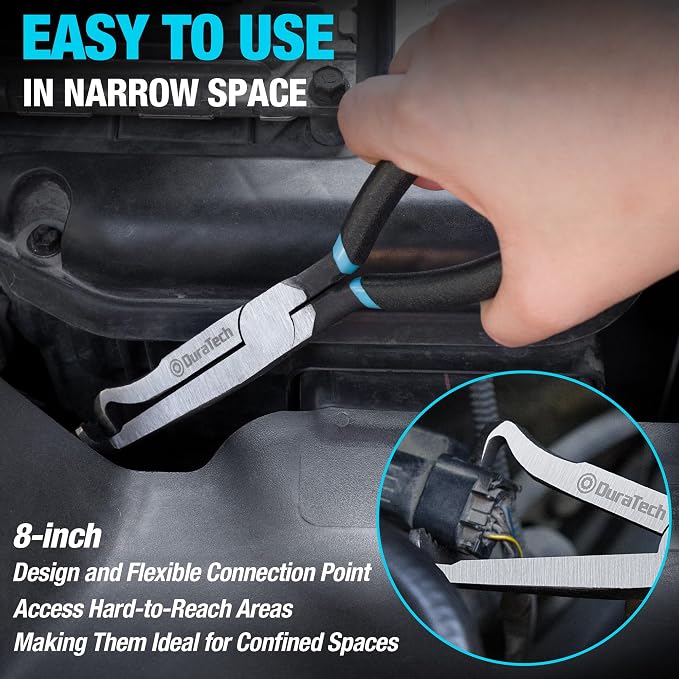 DURATECH 8-inch Zip Tie Tool, Ergonomic Cable Tie Gun for Fastening and Cutting Plastic or Nylon and 8-inch Electrical Disconnect Pliers