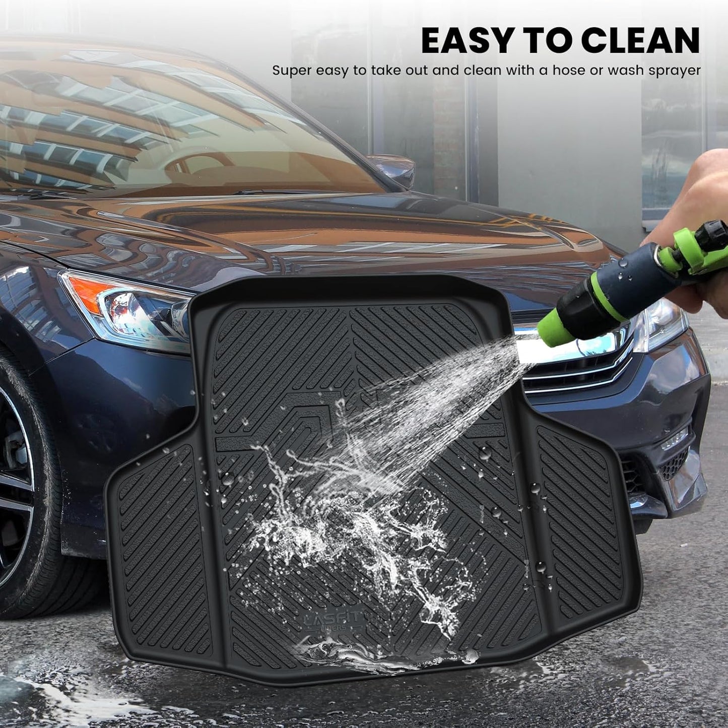 LASFIT Trunk Mat for Honda Accord Seden 2018 2019 2020 2021 2022 2023 2024 2025 (Include Hybrid Models), All Weather TPE Custom Fit Accord Trunk Liner Trunk Tray Cargo Liner Accessories, Black