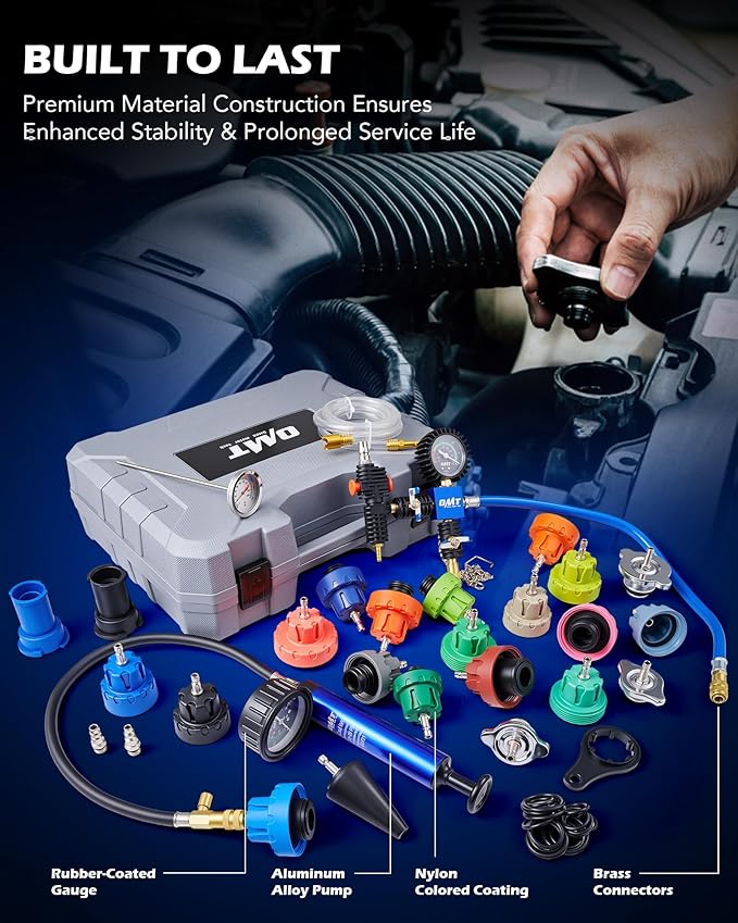 Orion Motor Tech Coolant Pressure Tester Kit, 33pc Master Coolant Vacuum Refill Kit with 23 Radiator Adapters, Radiator Cooling System Pressure Tester Kit with Vacuum Pump Vacuum Purge & Refill Tool