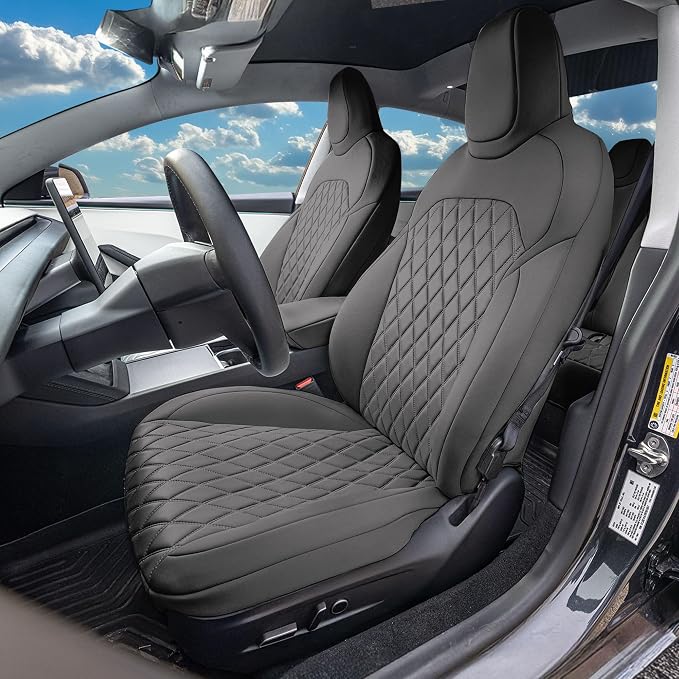 FH Group Custom Fit Seat Covers Compatible with Tesla Model 3 2024–2026 Front Set Seat Covers for Tesla Sedan (2 Front Seats + Console) Ultraflex Neoprene Car Seat Covers, Black