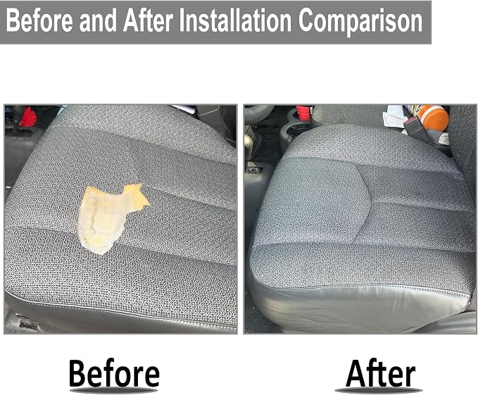 GXARTS Driver & Passenger Bottom & Top Lean Back Replacement Seat Covers Fit for Chevy Silverado GMC Sierra 1500 2500HD 3500HD 2003 2004 2005 2006 2007 Cloth Gray #69C