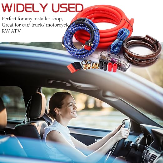 0 Gauge Amplifier Wiring Kit,3000W Car Audio Installation Kit with 17FT CCA Power Cable,RCA Cable,Speaker Wire,100A Fuse Holder – Complete Subwoofer Amp Wiring kit