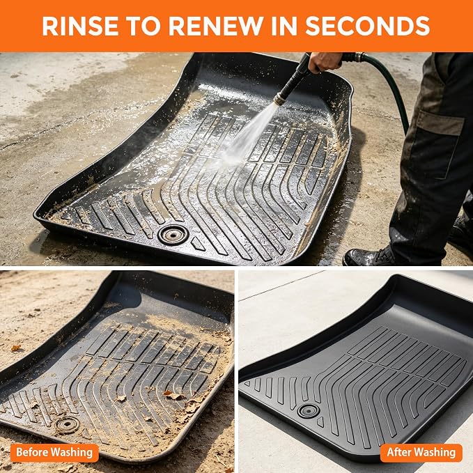 Floor Mats for Dodge Challenger RWD 2015-2023 (Not for AWD or 3.6L V6 Engine Models), Custom Fit Heavy Duty TPE All Weather Protection, Waterproof Non-Slip Black Car Liners (Two-Row Floor Mats)