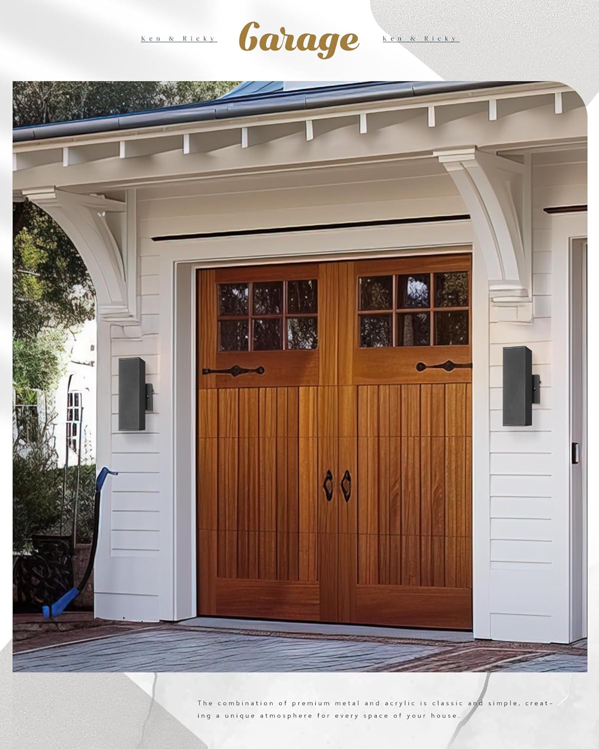 Ken & Ricky 2 Pack Dusk to Dawn Outdoor Lighting, Modern Exterior Lighting Fixtures, Aluminum Front Porch Light, Black Outdoor Wall Sconce with Glass Cover, KR3324-W-2PK-B