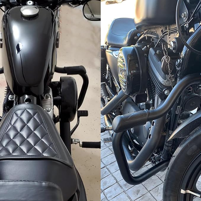 MZS Motorcycle Crash Bar, 1.25" Engine Guard Front Highway Bar Heavy Duty Black Compatible with Sportster XL883 XL1200 883 1200 XL Iron 2004-2022 / XR1200 2008-2013