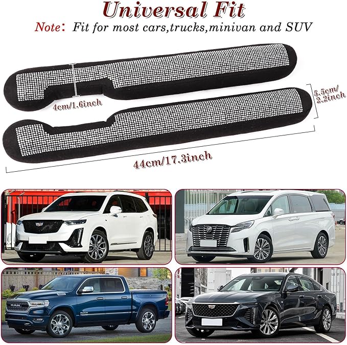 ToBeQueen Bling Car Seat Gap Filler Universal Fit for Car SUV Truck, Set of 2 Handmade Crystal Diamond Rhinestone Seat Gap Blocker Bling Car Accessories for Women(Silver)