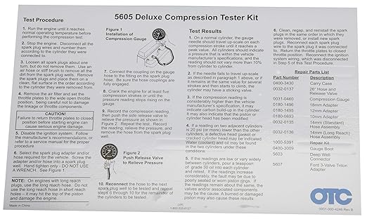 OTC 5605 Deluxe Compression Tester Kit for Gasoline Engines with Easy to Read 2-1/2" Dual Scale Gauge, Extra Long Flex Hose, Multiple Adapters, and Storage Case