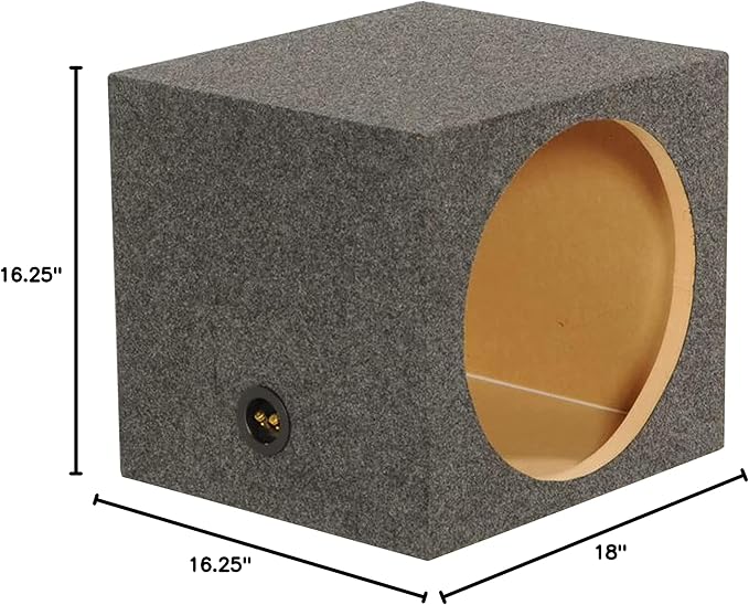 QPower 15 Inch Heavy-Duty Single Sealed Carpet Covered Durable Car Audio Vehicle Subwoofer Enclosure Woofer Box, Charcoal Gray