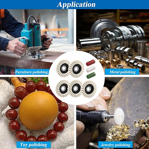 8 Pcs Wool Polishing Wheel Kit, 4-1/2"x 7/8" Felt Buffing Wheels with Felt Flap Disc and Polishing Compound, Universal for Angle Grinder, Multi-Surface Polishing for Metal, Automotive, Wood