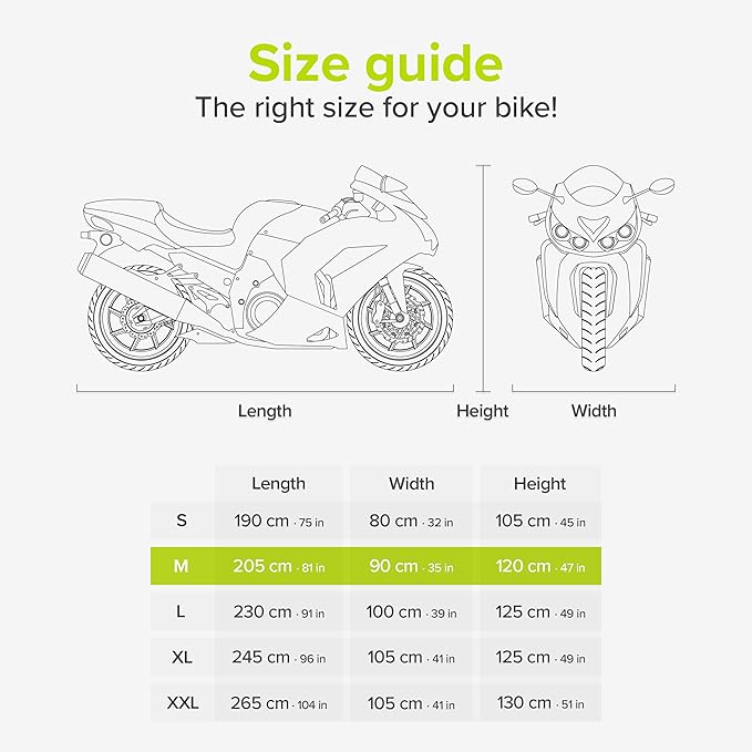 VELMIA Motorcycle Cover Extremely Heat Resistant up to 550 F I High Standard Motorcycle Cover Waterproof Outdoor for All Seasons, Motorcycle Storage, Scooter Cover, Moped Cover, Harley Cover