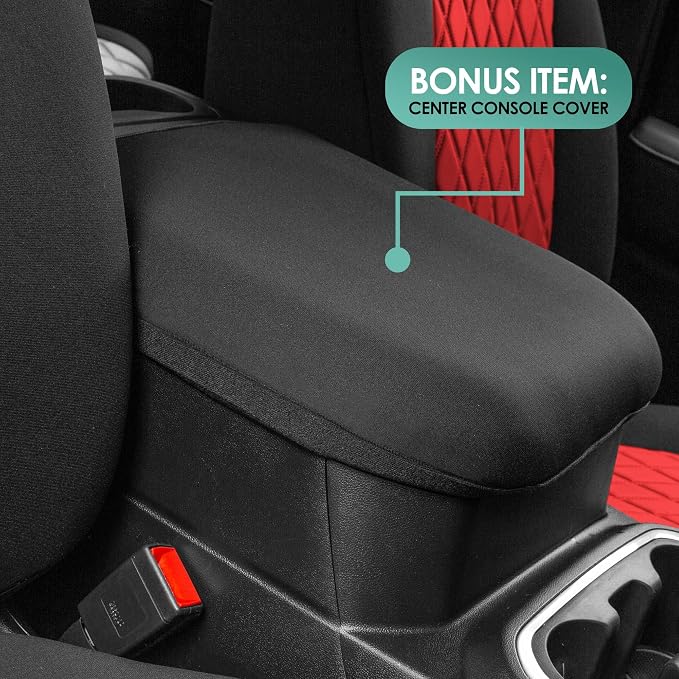 FH Group Custom Fit Car Seat Covers Specifically Made for 2019-2023 GMC Sierra 1500 2500HD 3500HD SLT AT4 Denali - Ultraflex Neoprene Water Resistant Automotive Seat Covers - Front Set Red