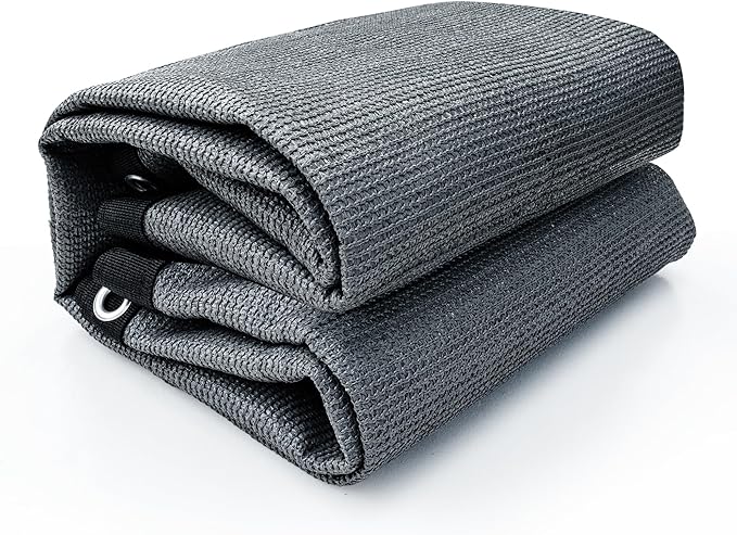 Shatex 90% Sun Shades for Patios 8X 12 ft Shade Fabric Sun Shade Cloth Taped Edge with Grommets Sun-Block Mesh Shade for Pergola Cover Canopy Grey, 12 Bungee Balls