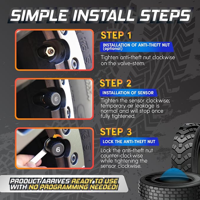 Marcala 2026 V2.0 Trailer Tire Pressure Monitoring System Set of 6 | 32-Foot Extended Range RV TPMS | 0-144 PSI for RV/Camper/Towing | Solar Charge & 6-Alarm Trailer TPMS | Prevent Flats & be Safer!