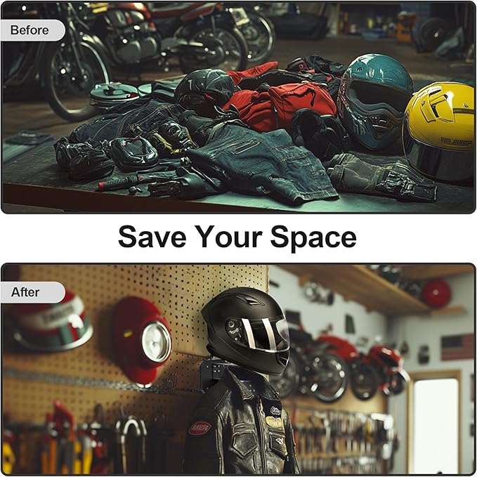 JAGASOL Motorcycle Helmet Holder Wall Mount, Heavy-Duty Tactical Helmet Accessories, Versatile Wall Rack for Motorcycle and Football Gear Storage, Space-Saving Design, Black