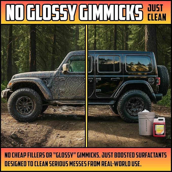 Carfidant Foam Boost Off-Road & ATV Wash Soap – Heavy Duty pH-Balanced Car Wash for Trucks, UTVs, RVs & Dirt Bikes – Quick Rinse, No Residue – Works with Foam Cannons, Guns & Buckets – 1 Gallon