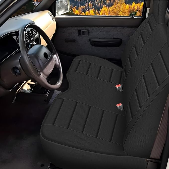Truck Seat Cover Compatible with 1995-2004 Toyota Tacoma, Front Bench Seat with Molded Headrest and Small Notched Cushion, Knitted Fabric